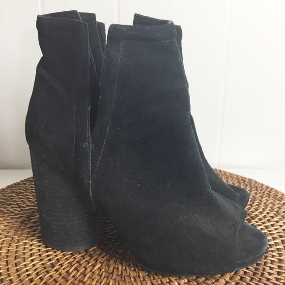 Jeffery Campbell Black Suede Boots Booties Size 8 M Peep Toe - Picture 2 of 6